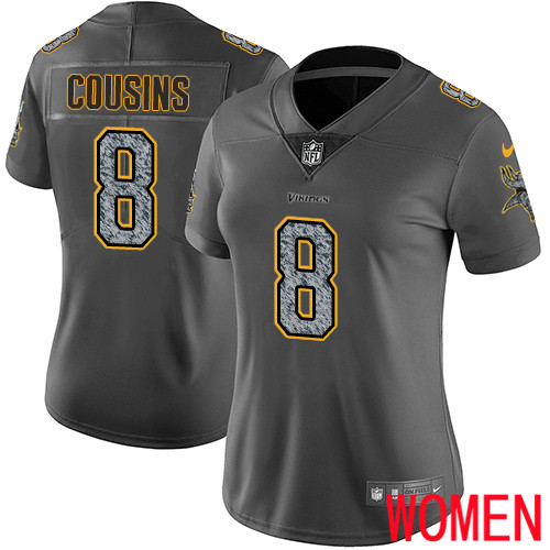 Minnesota Vikings #8 Limited Kirk Cousins Gray Static Nike NFL Women Jersey Vapor Untouchable->women nfl jersey->Women Jersey